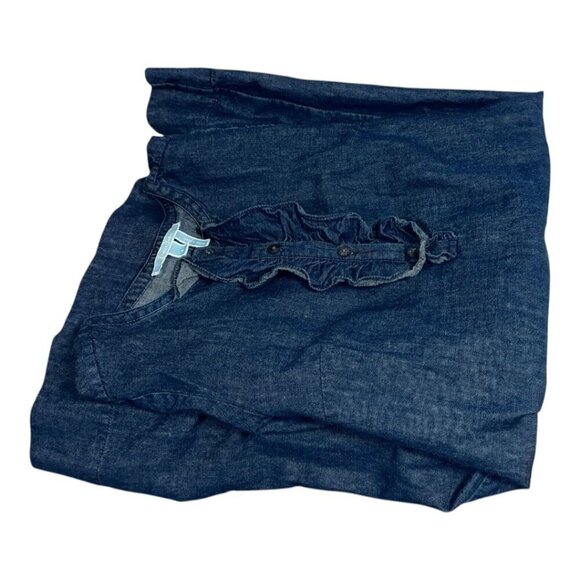 Draper James Womens Chambray Denim Shift Dress Ruffle 3/4 Bell Sleeves Size 6 - Picture 10 of 10